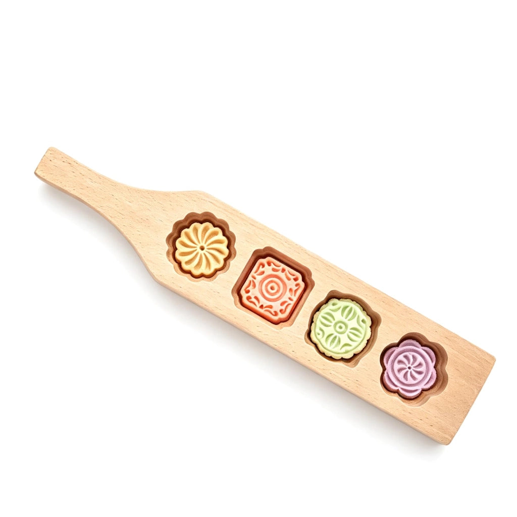 Stampo in legno a forma di luna, forma a fiore, 1 pezzo, lunghezza 35 cm