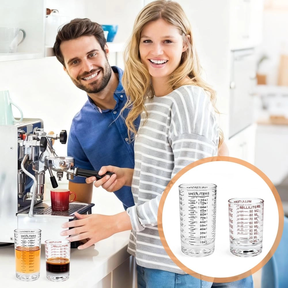 Set di 2 bicchieri misuratori da 90/120 ml, ideali per cocktail, con scala graduata