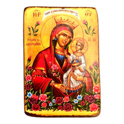 Icona in legno della Vergine Maria, "Rosa Immortale", 9x7 cm