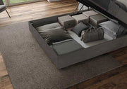 Letto Matrimoniale in Microfibra 150x210 Con Rete e Contenitore Azelia Grigio