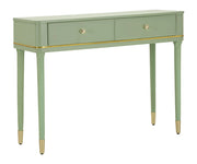 Console Camille Verde 101 cm - Legno di Pino e Finiture Oro, Stile Shabby Chic, Mobiletto Elegante per zone Living - 142912000V
