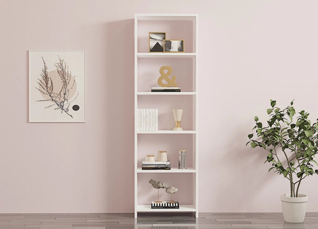 Biblioteca Piubega, Libreria 5 Ripiani, 50x20x160h cm Bianco