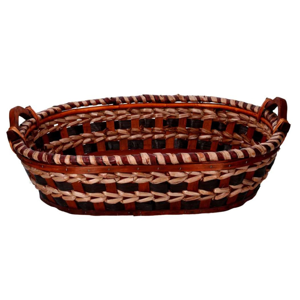Cesta vimini intreccio crema noce ovalecm55x43h13
