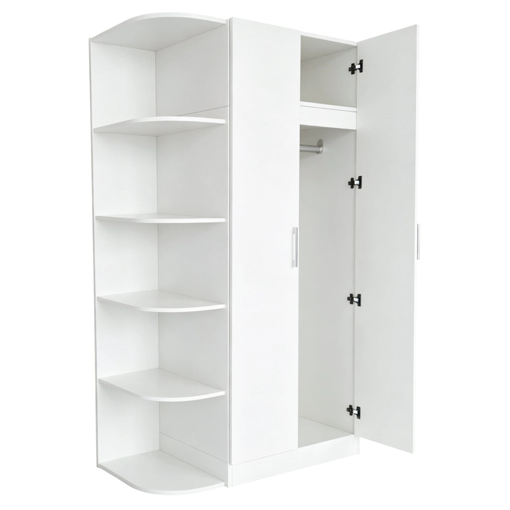 Armadio a due ante 90 x 55 x 170 cm con ripiani e cassetti