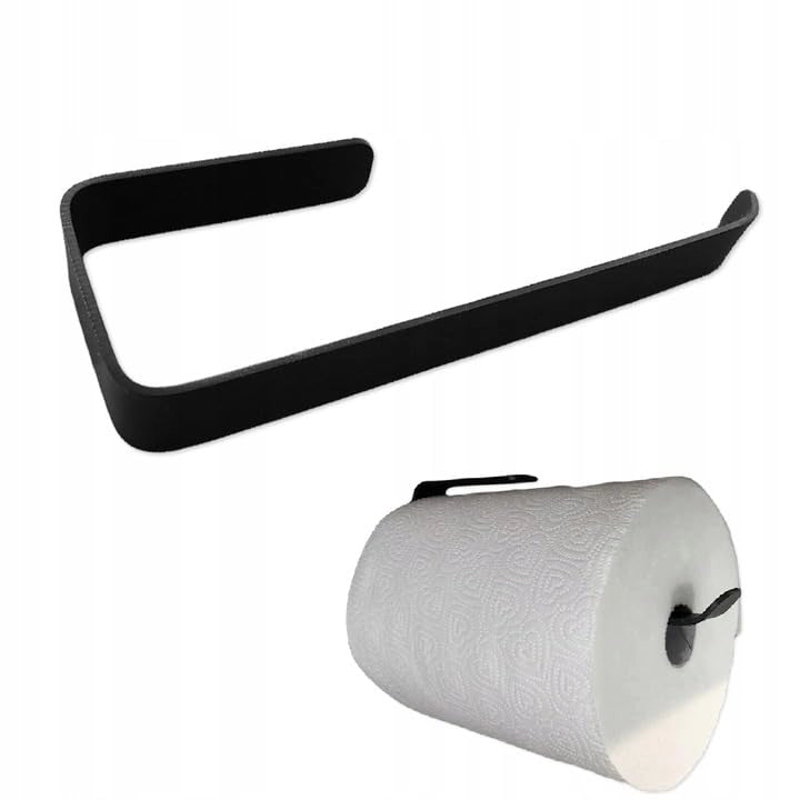 Portarotolo da cucina nero, autoadesivo, 28 cm