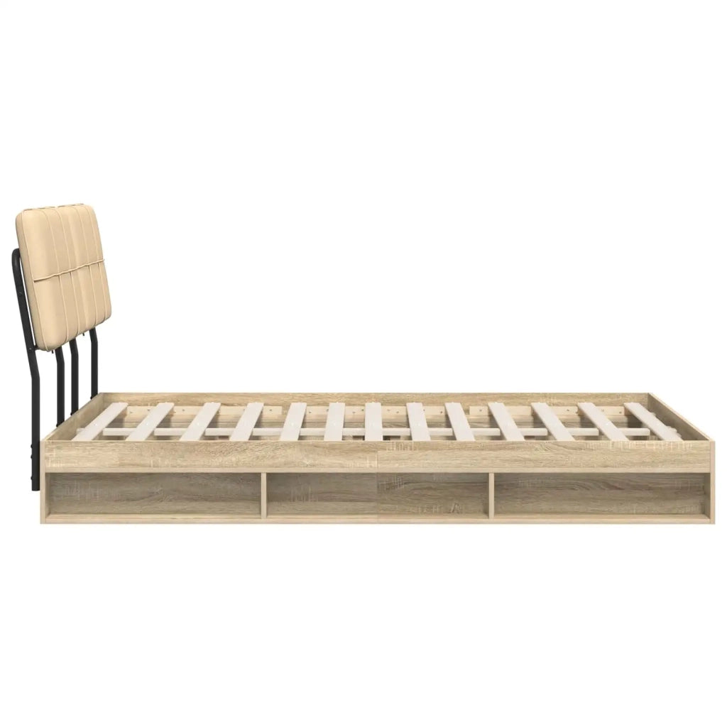 Letto matrimoniale con testiera Rovere Sonoma e crema 3440536