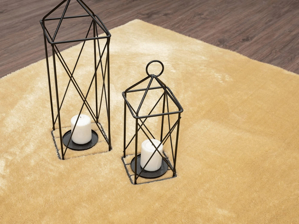 Tappeto Olivia, 80x150 cm, color oro, design moderno, morbido, antiscivolo