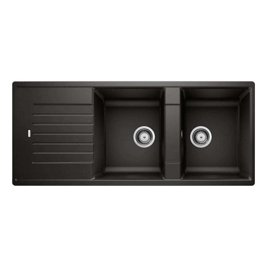 Lavello in granito SILGRANIT, colore nero, dimensioni 116x50x20,2 cm, da incasso