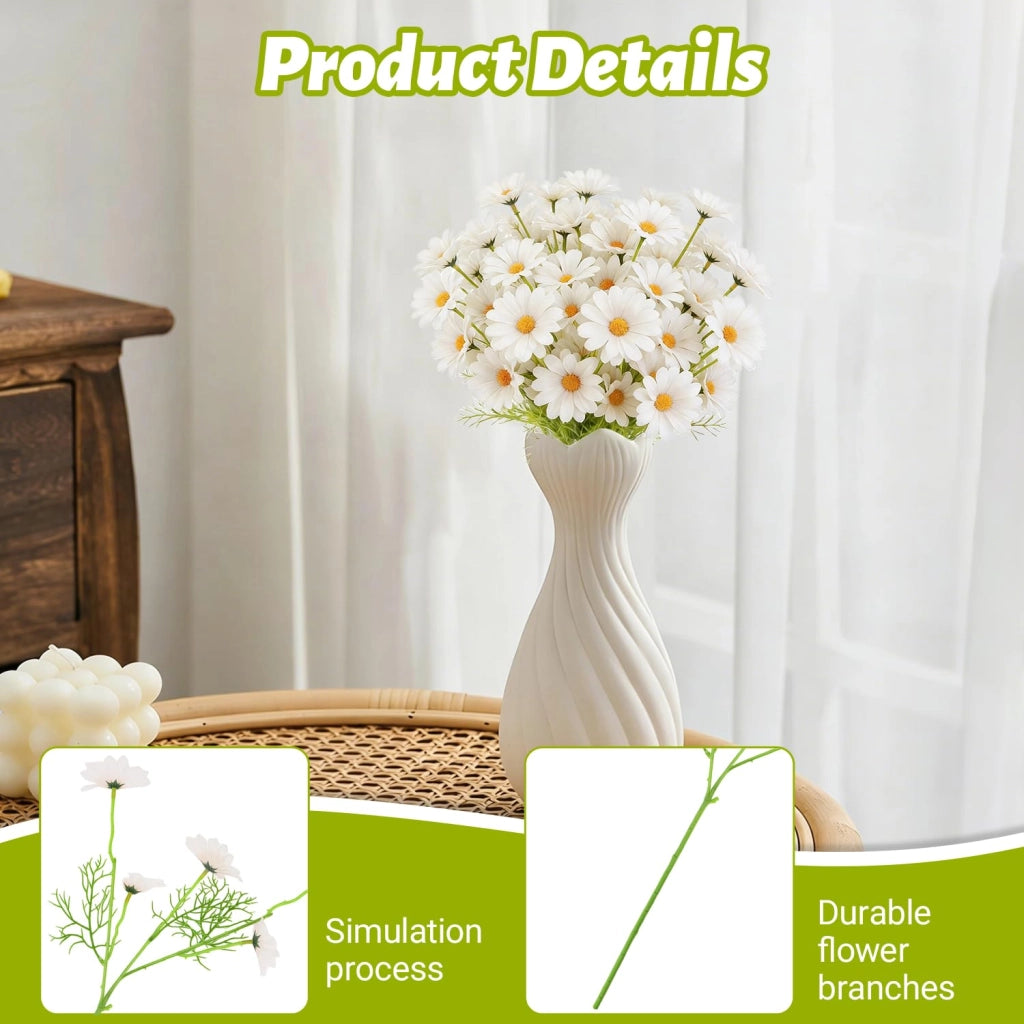 Composizione floreale artificiale con 10 margherite bianche, ideale per la decorazione