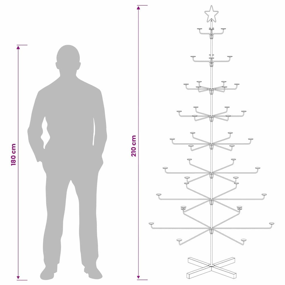 Albero di Natale in Metallo con Supporto KUOPIO 210 cm Acciaio