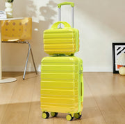 VALIGIA rigida 55 cm in PC verde con beauty case, set da 2 pezzi