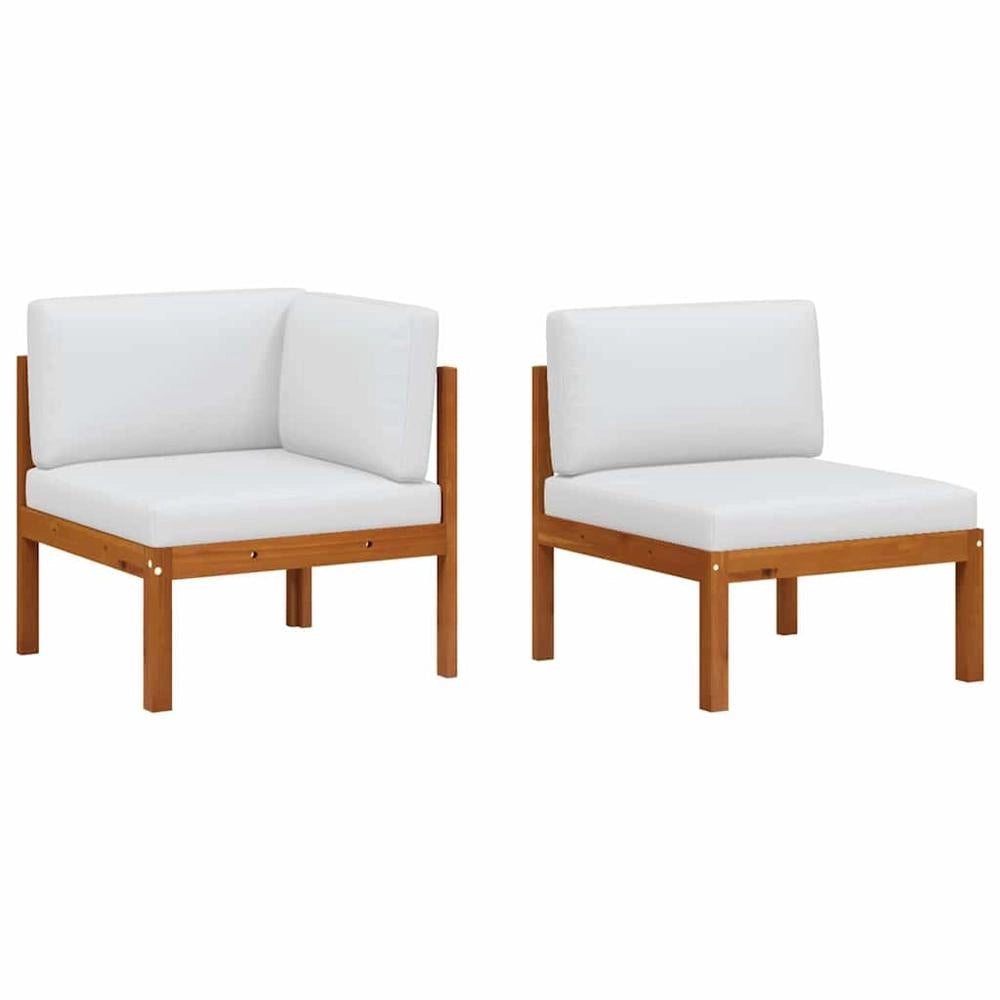 Set da giardino 2 pezzi con cuscini in legno di acacia e corda