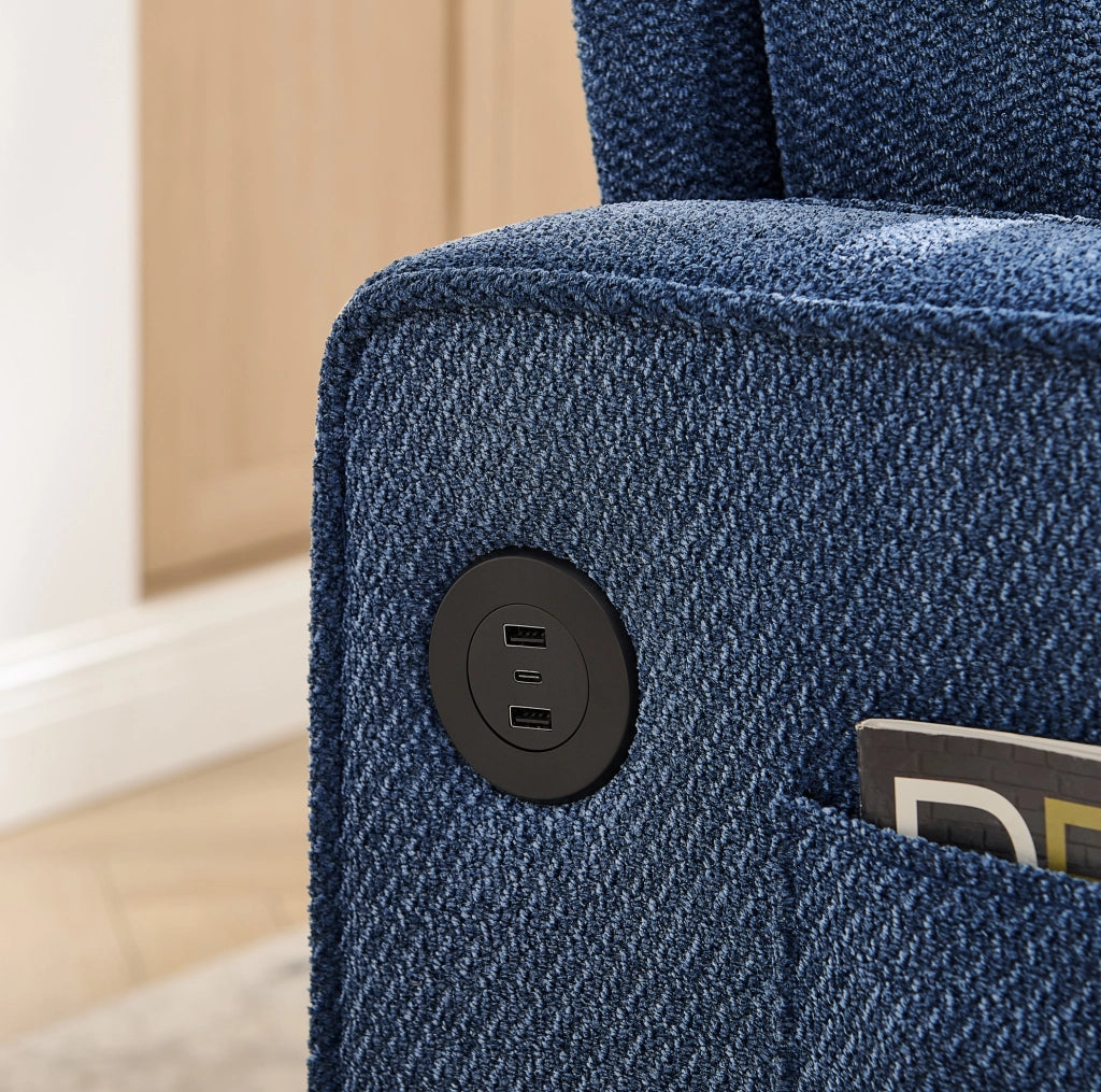 DIVANO LETTO 3 in 1 Scorrevole con porte USB Blu Navy