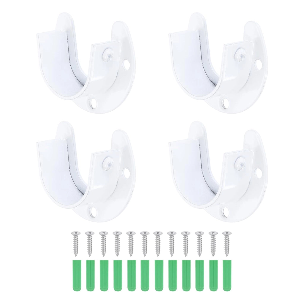 Supporti terminali per aste appendiabiti, 4 pezzi, acciaio inossidabile, 32 mm, colore bianco