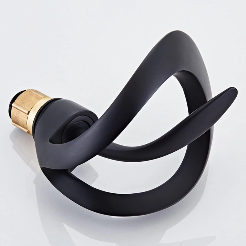 Rubinetto lavabo a cascata monocomando in ottone nero