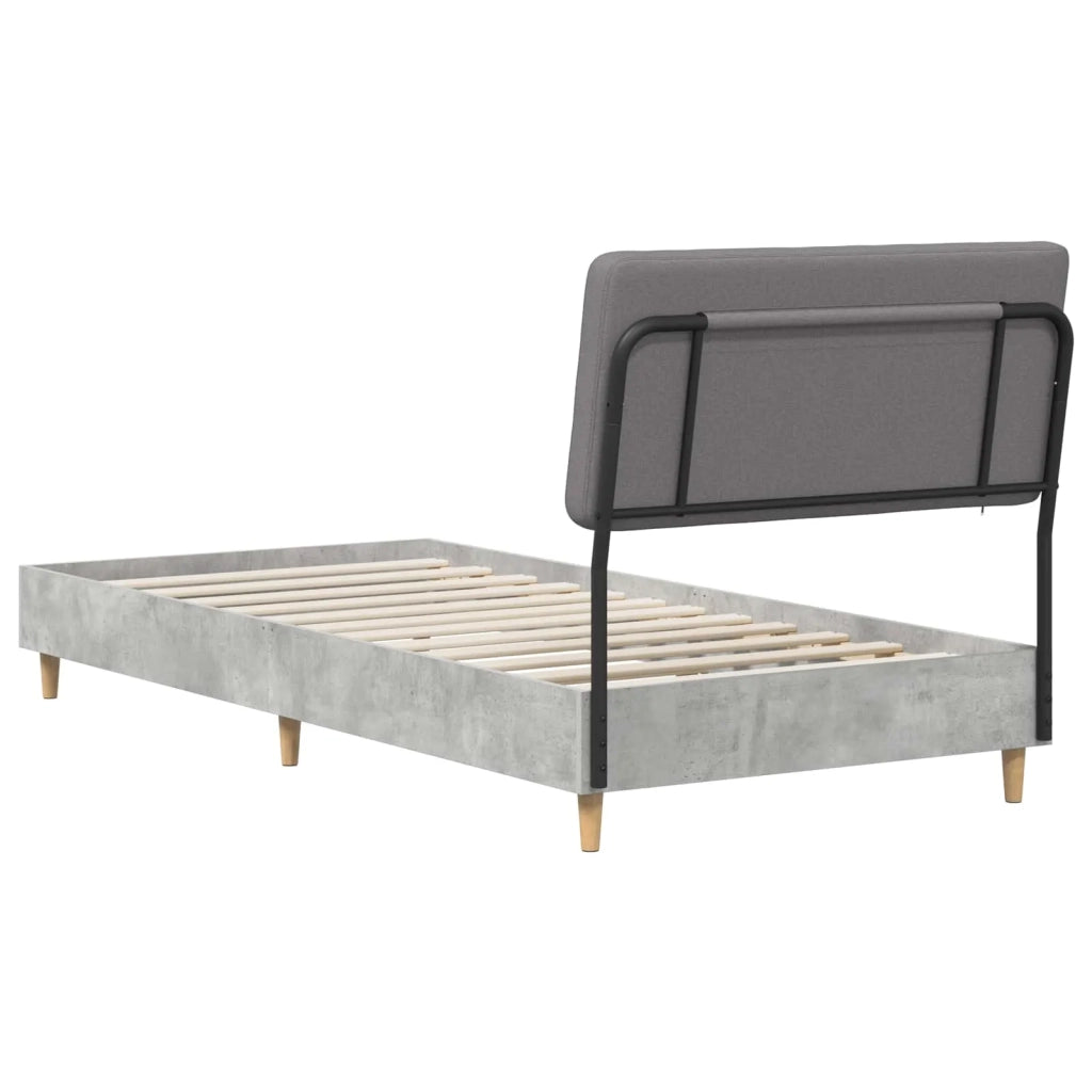 Letto singolo con testiera Grigio Cemento e Grigio Chiaro 8001824