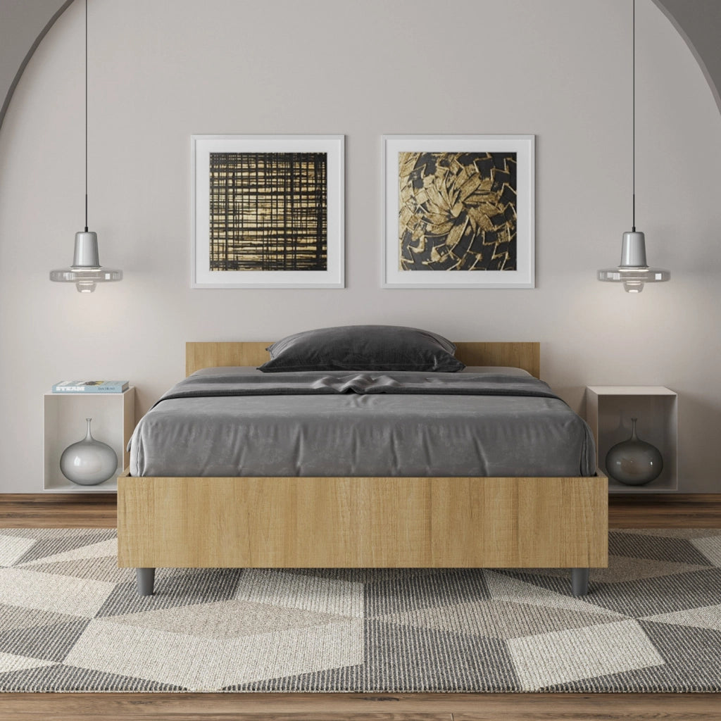 Letto una Piazza e Mezza in Nobilitato 120x190 Con Rete Nuamo Quercia Natura