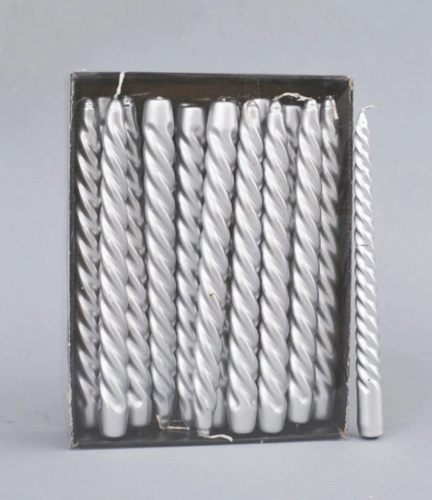 Candela torciglione argento 24 cm