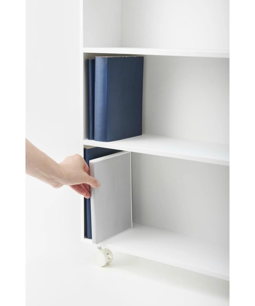 Carrello portab libri, bianco, con 3 ripiani, dimensioni 15,6 x 59 x 70 cm