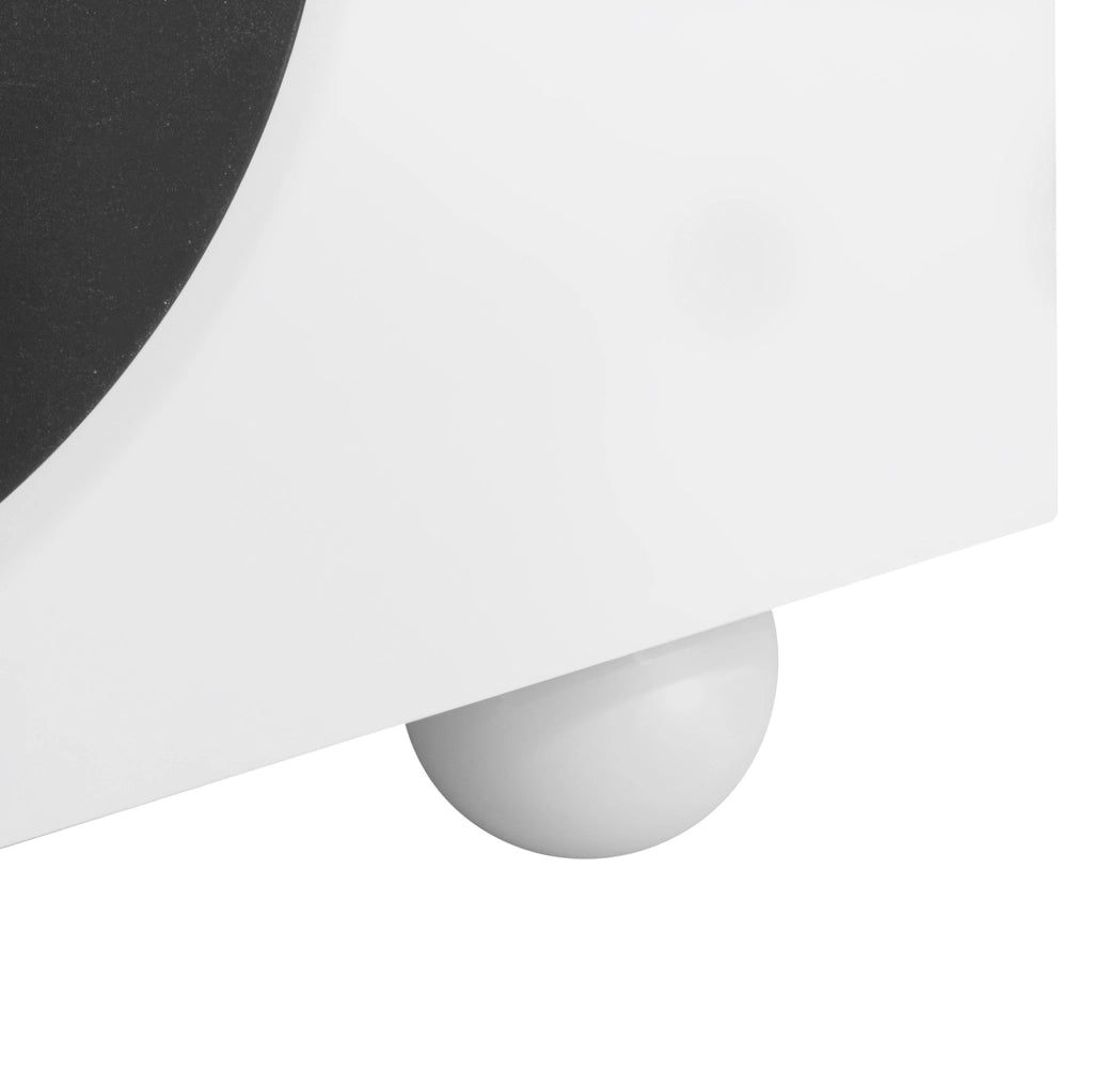 Mobile TV moderno bianco con ante push-to-open, 180x40x41,5 cm, in PB e MDF