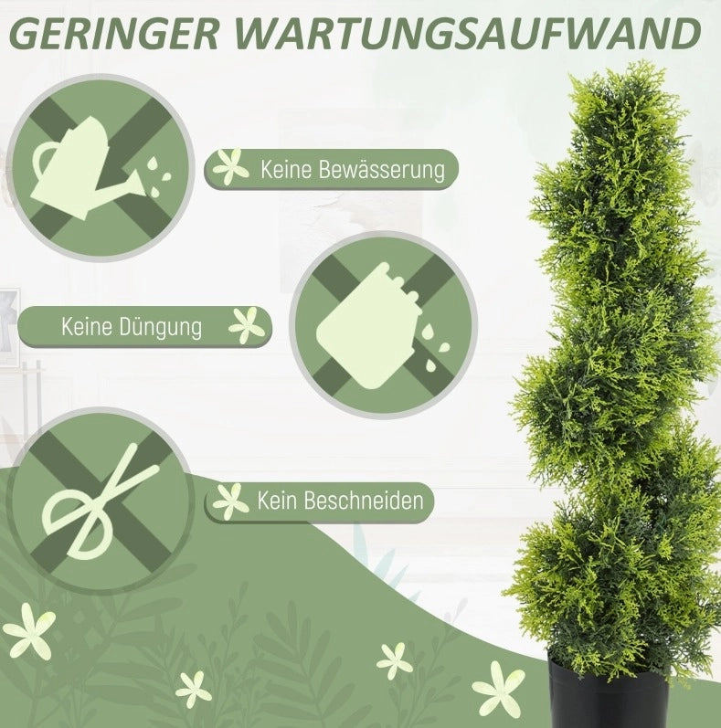 Albero artificiale a spirale da 90 cm con vaso, per interni ed esterni