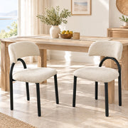 Set di 2 sedie imbottite beige con struttura in metallo nero