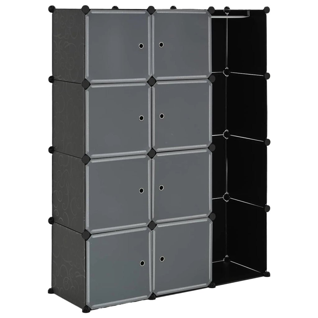 Armadio Modulare con 9 Scomparti 109x36,5x143 cm Nero e Bianco 240497