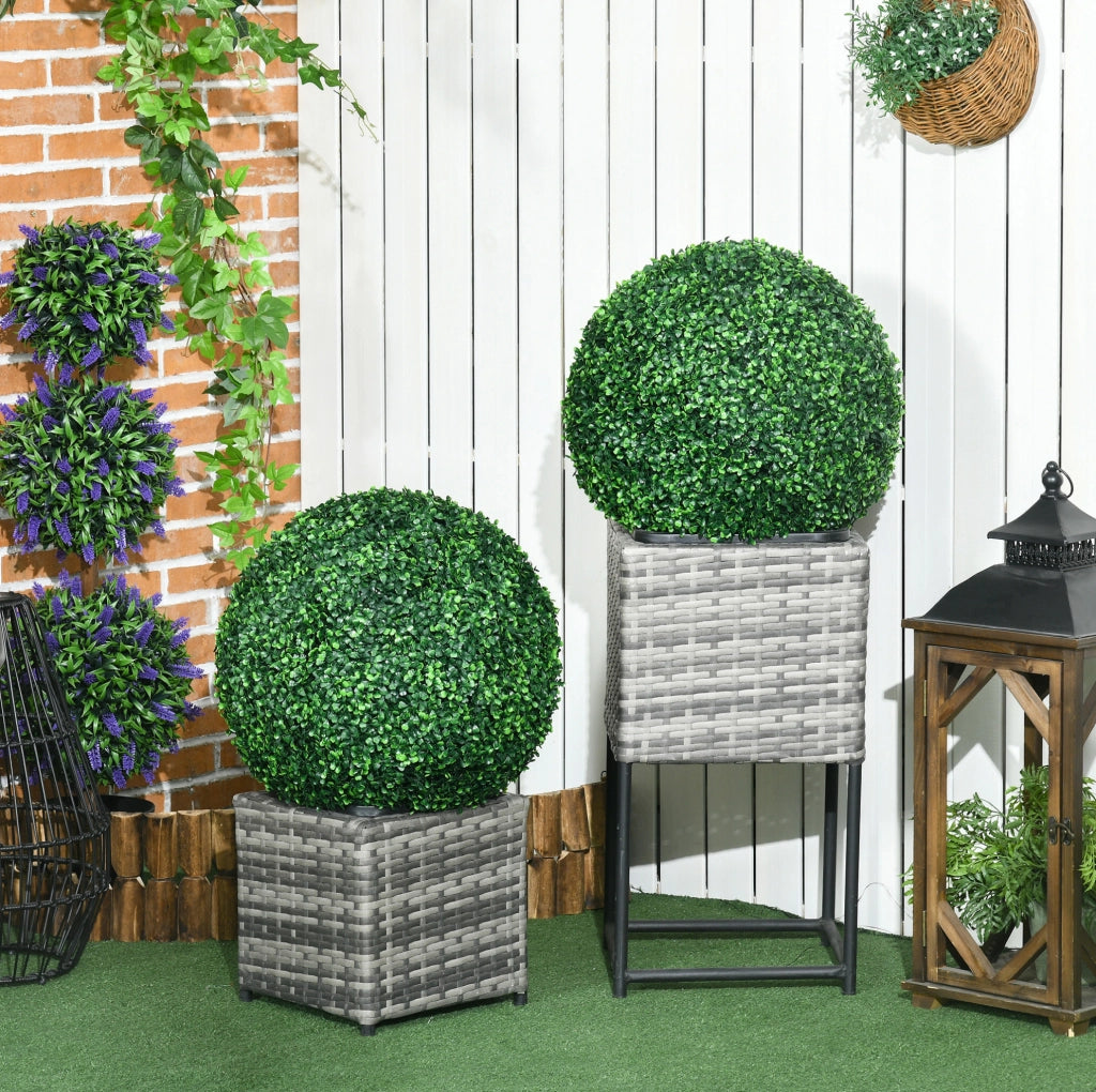 Set di 2 Sfere di Bosso Artificiali per Interni ed Esterni in Plastica ? 50 cm Verde - Per Casa e Giardino