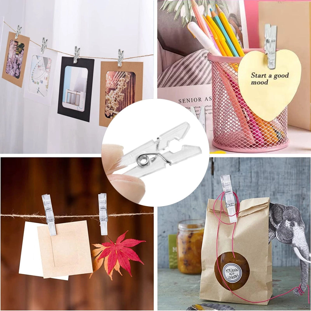 50 graffette trasparenti, mini graffette, 3,5 cm, in plastica