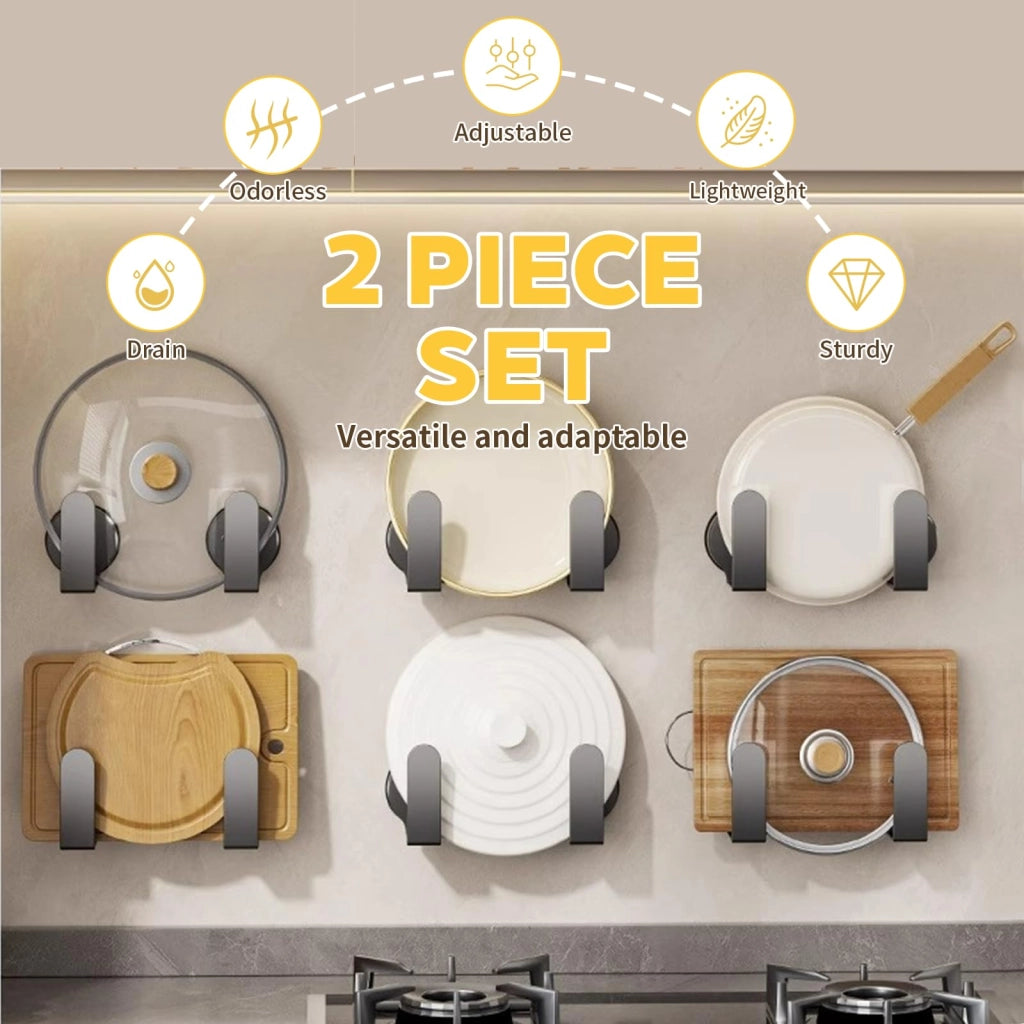 Porta-coperchi con ventosa, 2-in-1, regolabile, grigio