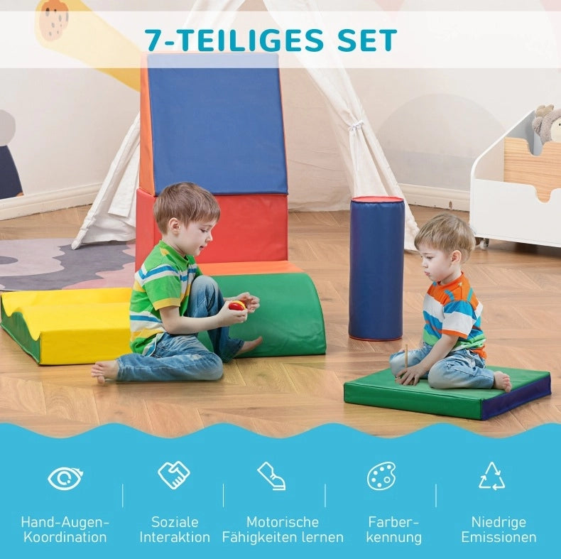 BLOCCHI Morbidi da gioco Set da 7 pezzi in pelle rigenerata multicolore