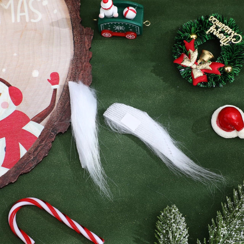 Sopracciglia da Babbo Natale, 2 pezzi, autoadesive, bianche, per costumi