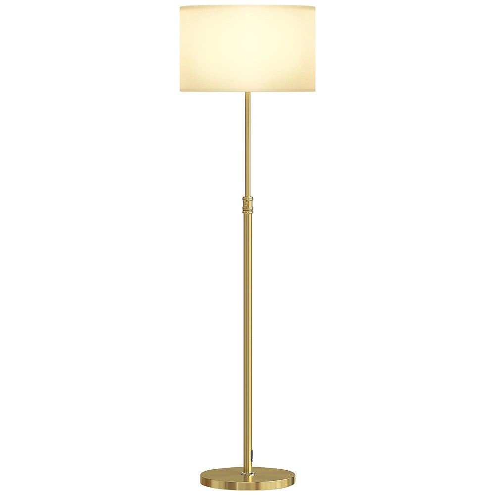 Lampada da terra con telecomando regolabile in altezza piantana moderna con paralume in tessuto e struttura in metallo dorata per soggiorno