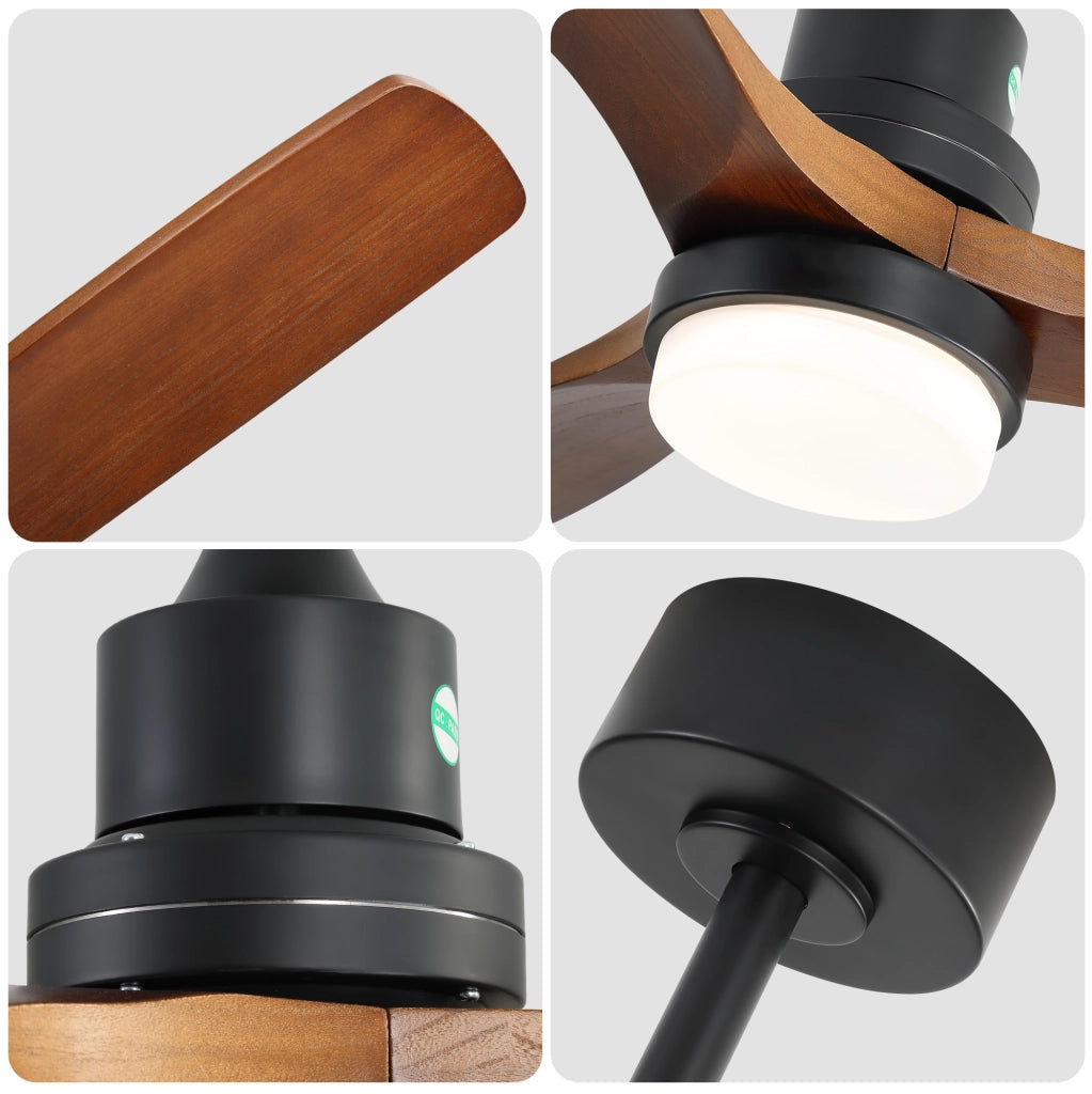 Ventilatore da soffitto 132 cm con LED 18 W, 6 velocit¨¤ e telecomando nero