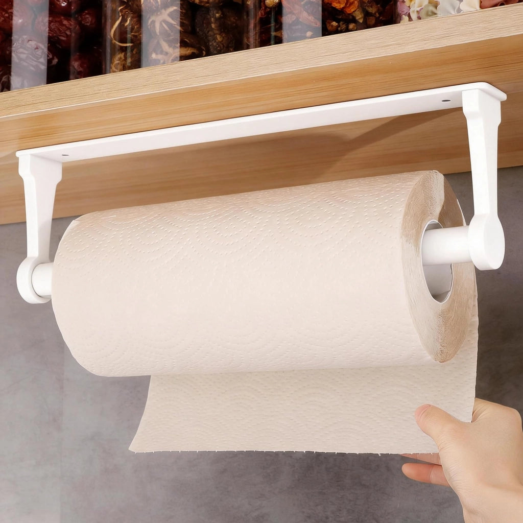 Portarotolo da cucina senza foratura, in alluminio, bianco, 32 cm