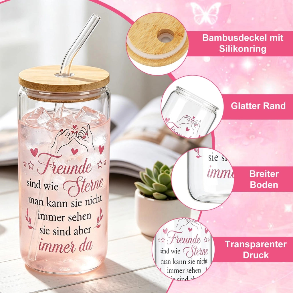 Set regalo per amicizia, con bicchiere da 500 ml, color rosa