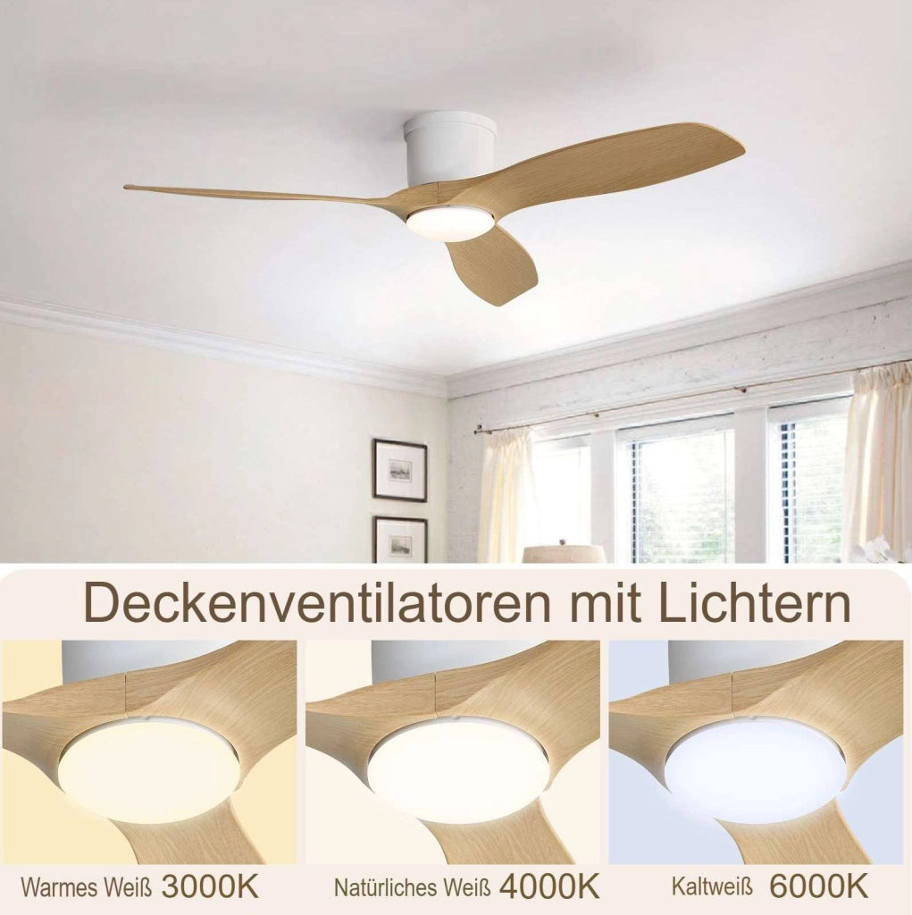 Ventilatore da soffitto bianco con luce LED e telecomando