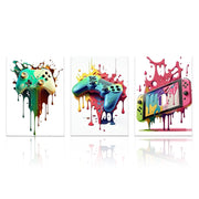 Set di 3 poster a tema gaming, dimensioni 30x40 cm, tela, stile graffiti