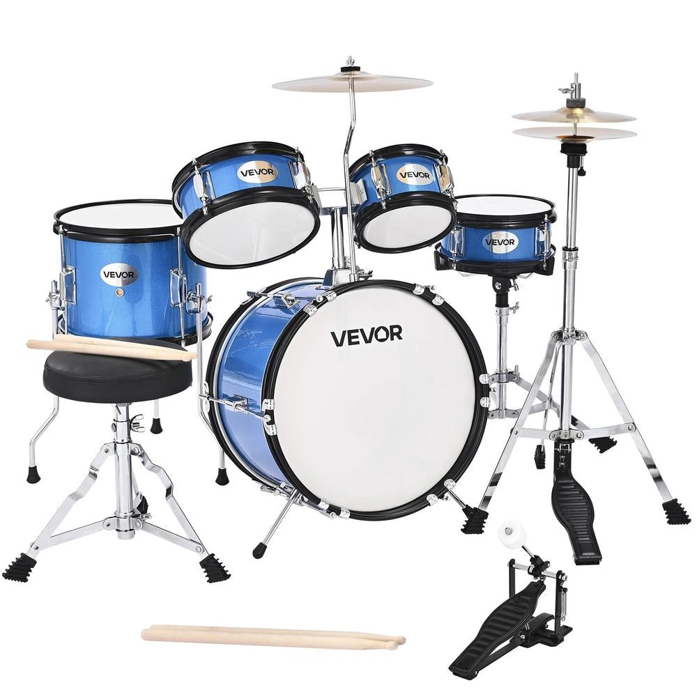 Kit Batteria Musicale 5 Pezzi SH-004-BL-A ca. 14 pollici / 356 mm Regolabile in Pioppo e Acciaio Azzurro Cielo