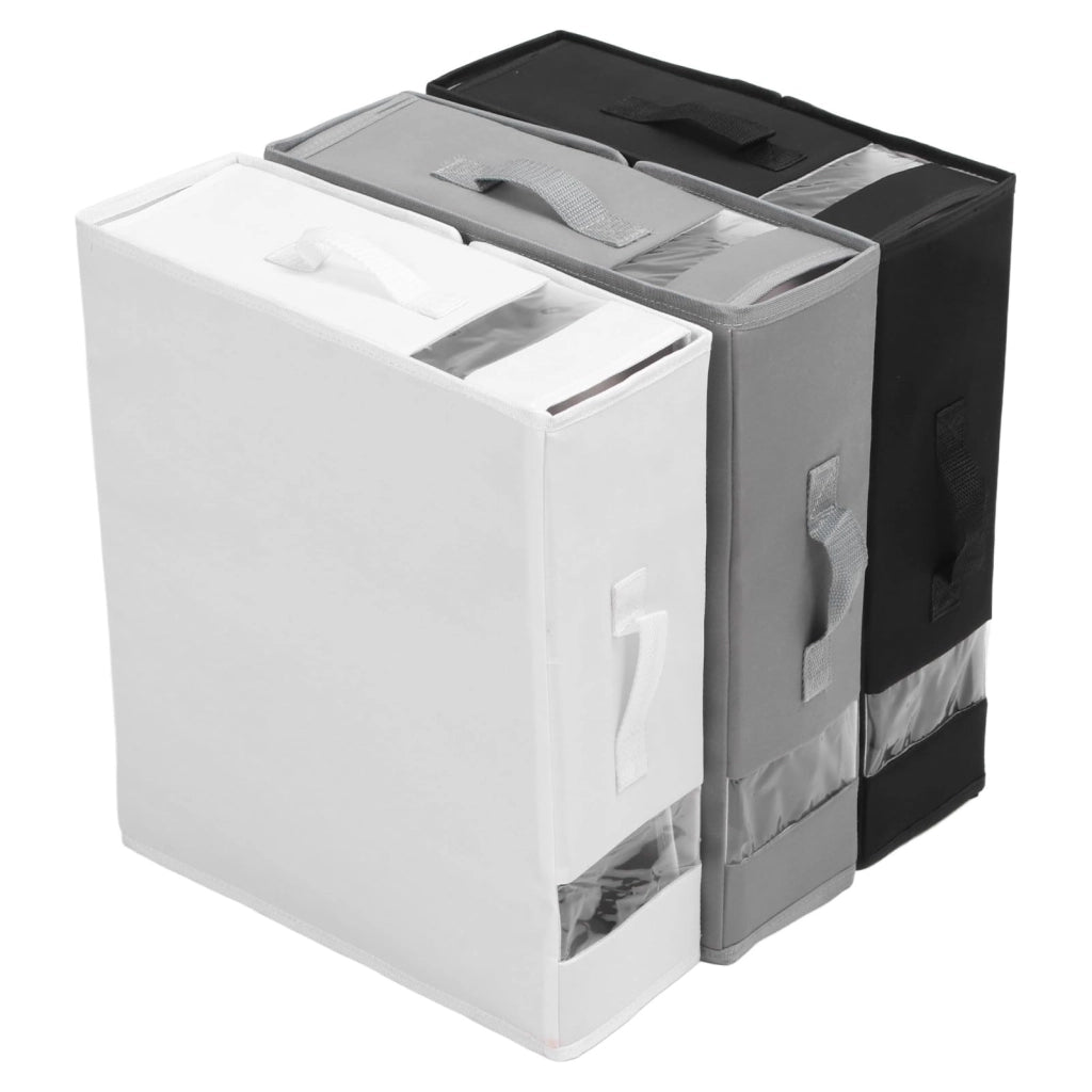 Set di 3 organizer per lenzuola in lino, dimensioni 40x33x5 cm, capacità 65 litri