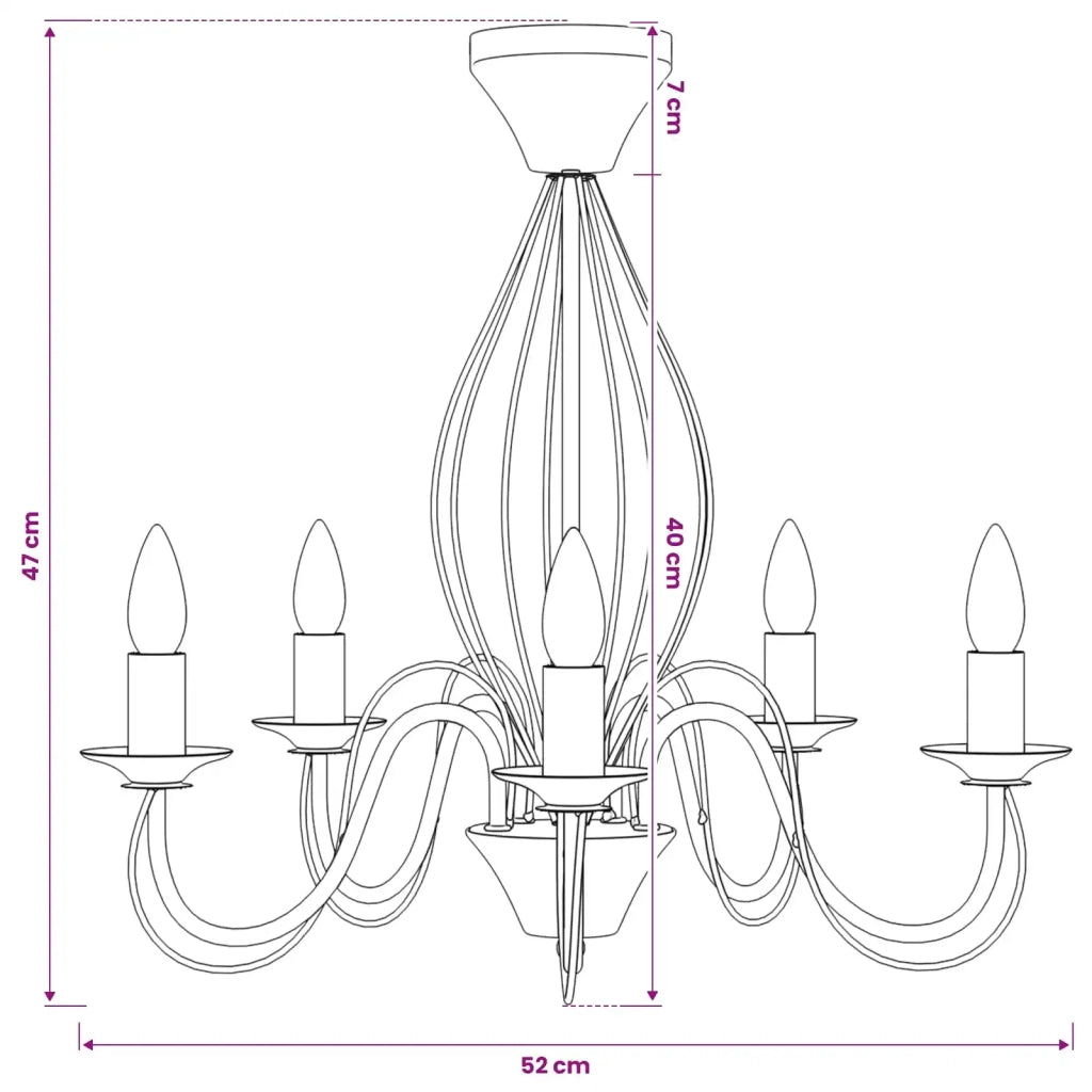 Lampadario E14 Metallo Nero Ø 52 x 47 cm 42053773