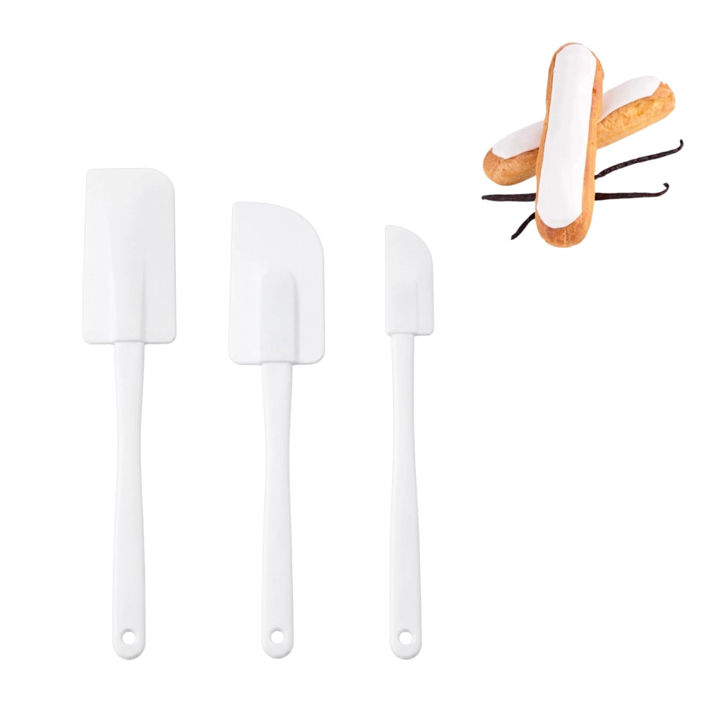 Set di 3 spatole in plastica resistente, lunghezza 24-25 cm, colore bianco