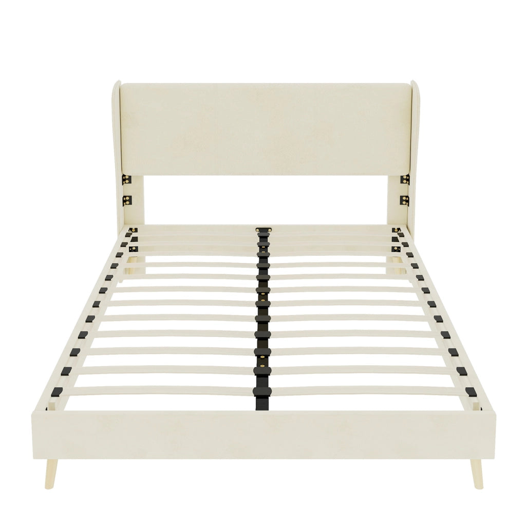 Struttura letto imbottita 140 x 200 cm beige