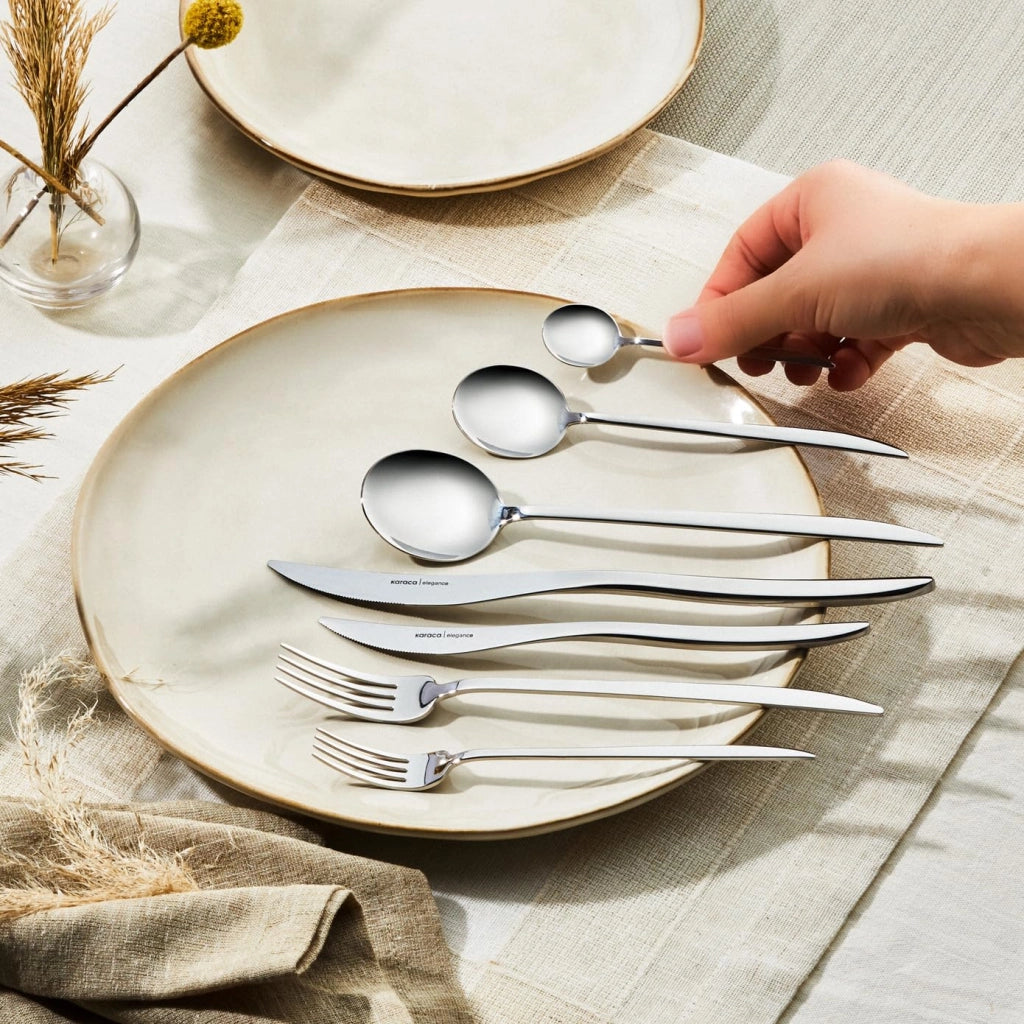 Set di posate "Elegance" da 84 pezzi, in acciaio inossidabile, per 12 persone