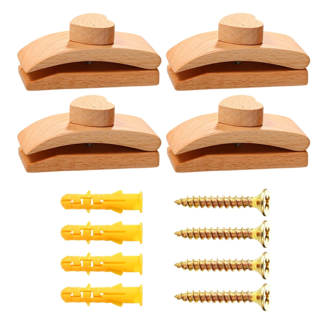 Set di 4 appendi-trapunta in legno, a forma di cuore, dimensioni 7,8 x 3,3 x 3 cm