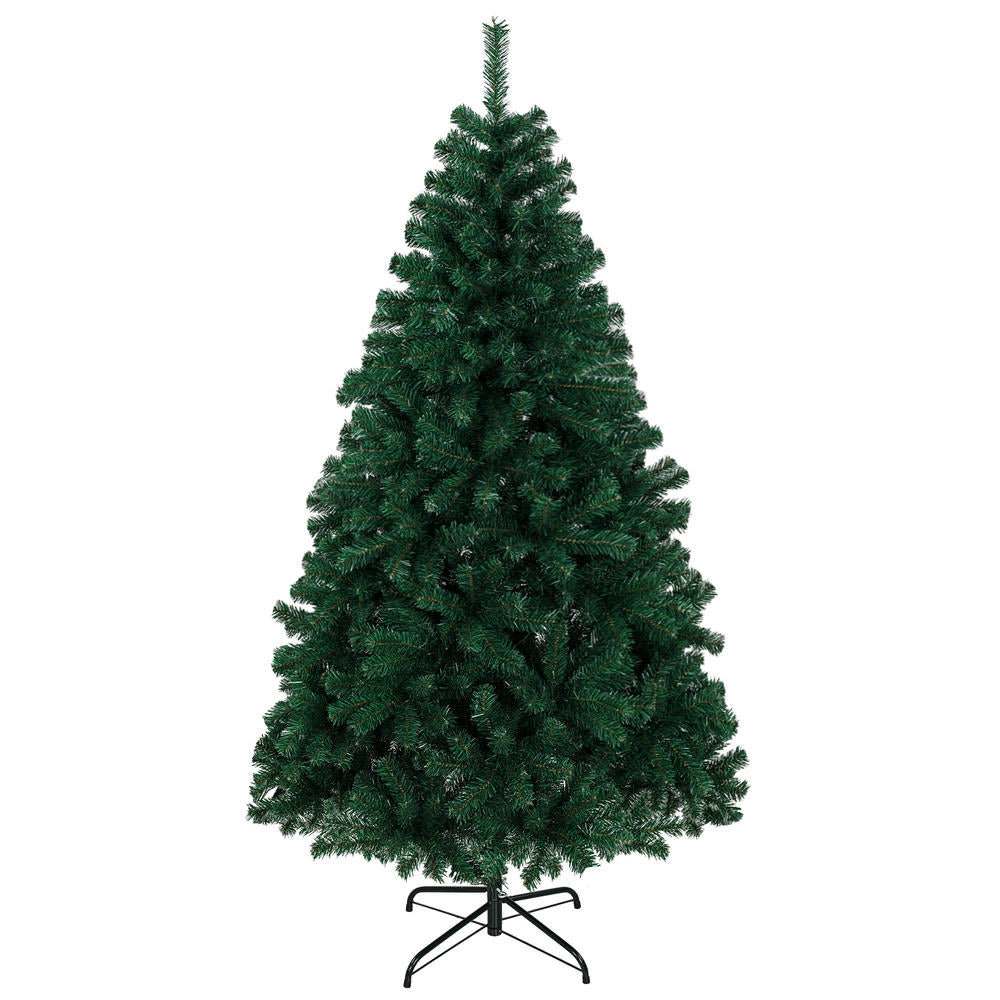 Albero di Natale artificiale 180 cm con 700 punte in PVC, supporto pieghevole in acciaio, rami automatici, facile da montare per casa