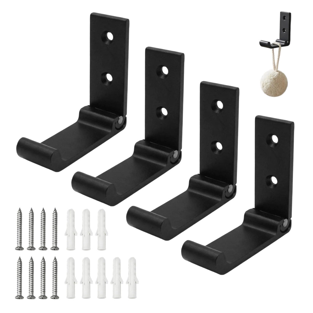Appendiabiti a parete con 4 ganci pieghevoli, colore nero