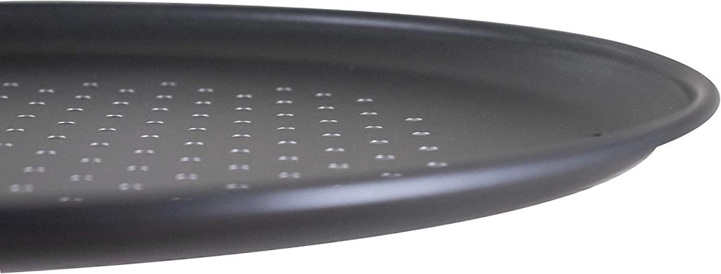 Teglia per pizza, diametro 36 cm, forata, antiaderente, nera