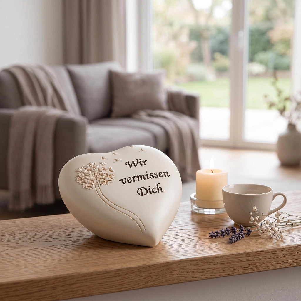 Cuore "Mi manchi" di Grabdeko, resistente alle intemperie, 12x13 cm