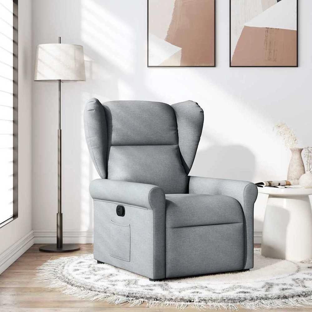 Poltrona Reclinabile in Tessuto Grigio Chiaro